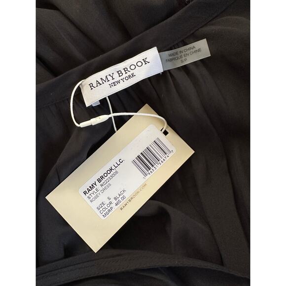 $465 Ramy Brook Rosey Dress Womens Size S Black Mini Long Sleeve V Neck New - Picture 7 of 9
